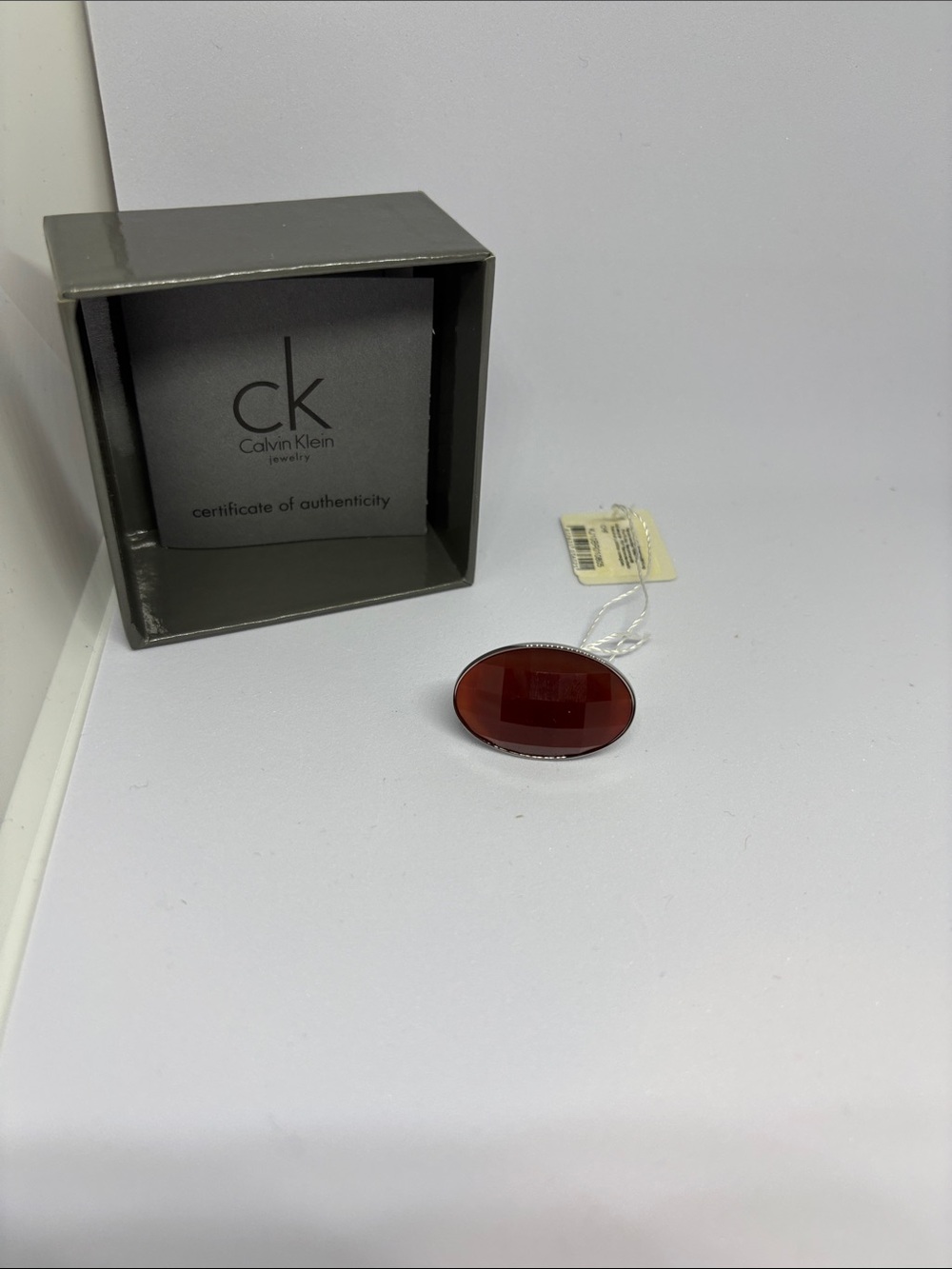 Calvin Klein Deep Red orange  Oval Ring NWT